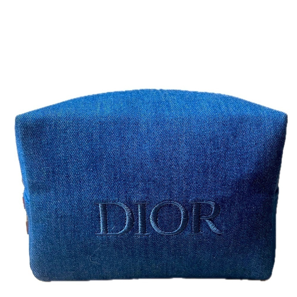 DIOR Denim Cosmetic Travel Bag, Limited Edition 2024 With Star Zip Tab